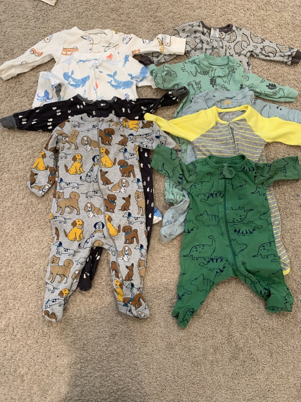Qty.9 2 way Baby zipper pajamas 3m-6m Bundle - Picture 2 of 8